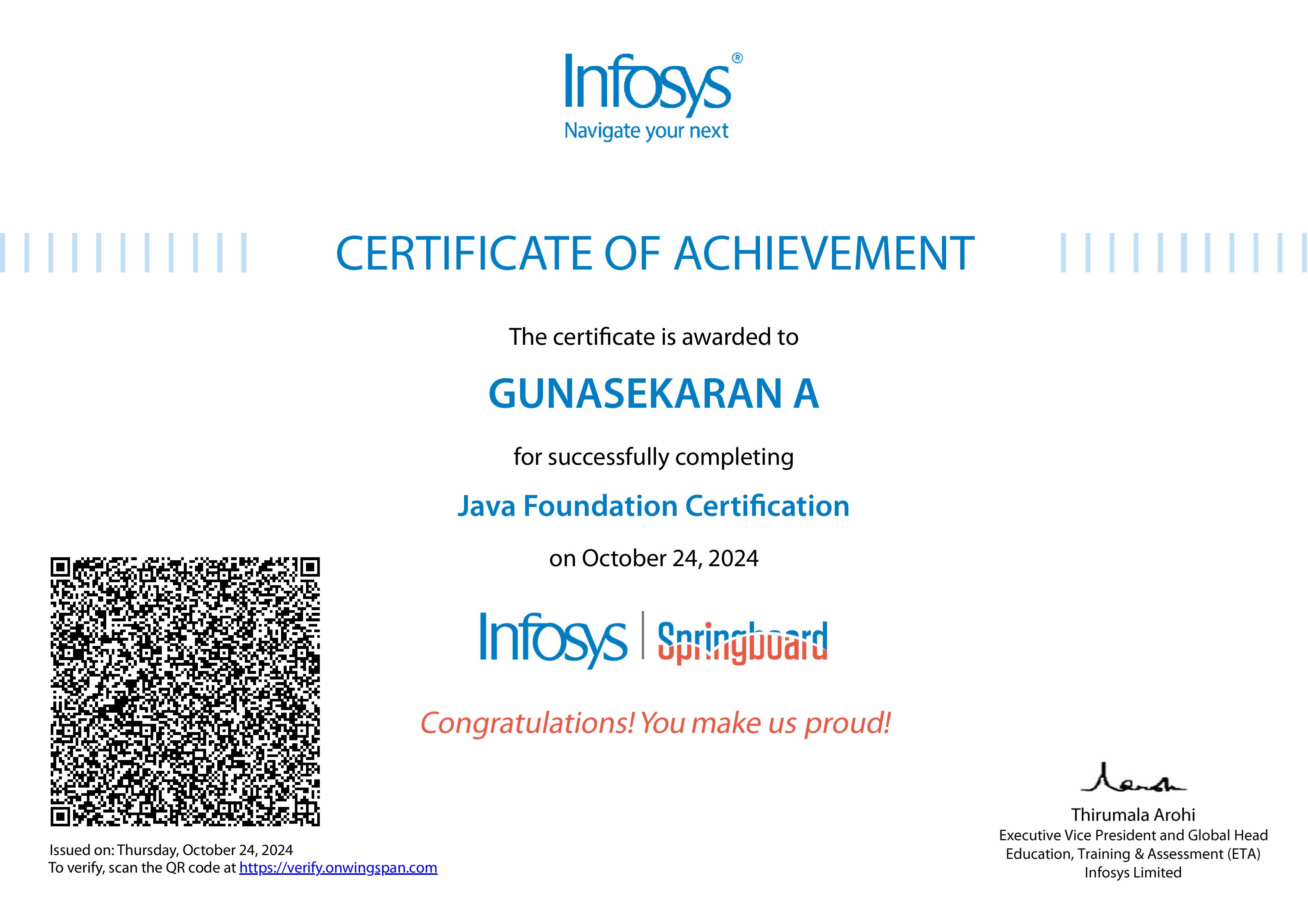 Java Foundation certificate